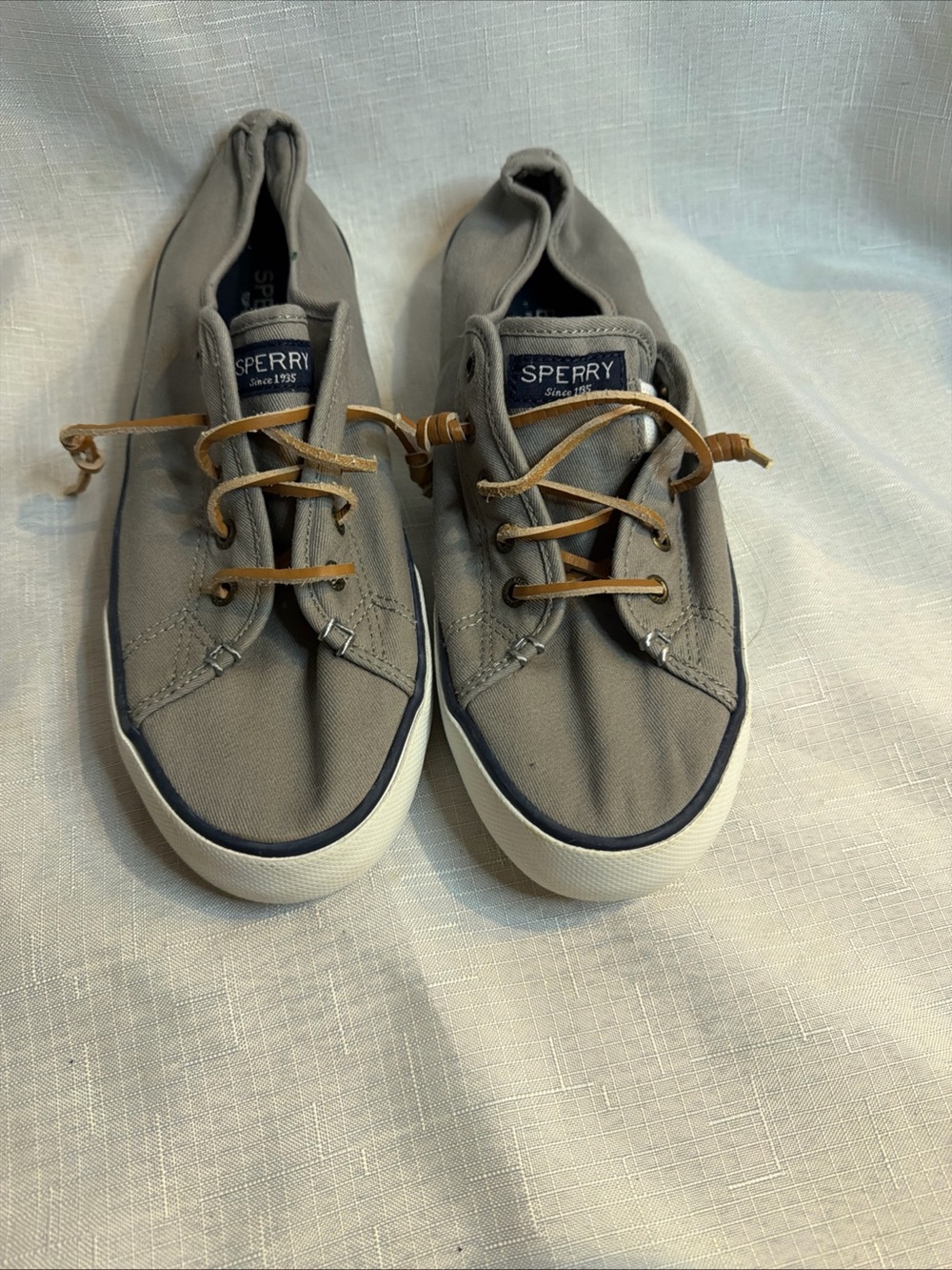 Sperry Top Sider Shoes Womens 9.5 Pier View Sneakers Gray Canvas